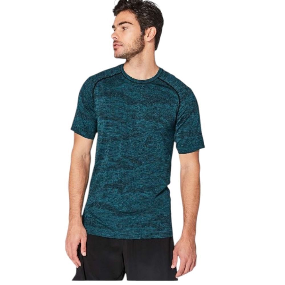 Lululemon Metal Vent Tech Short Sleeve Blue Black Camo Print Size M